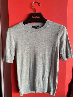 J. Crew Light Grey Short Sleeve Crewneck Lightweight Top